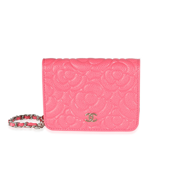 Chanel Pink Caviar Camellia Embossed Chain Belt Bag - Picture 1 of 6